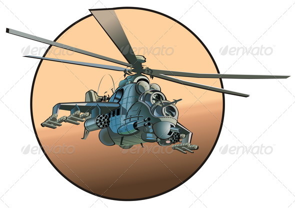 Cartoon Military Helicopter