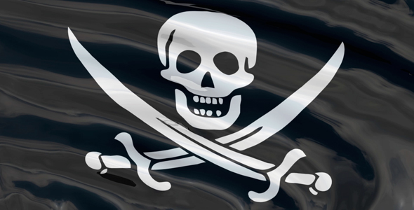 Seamless looping pirate flag with skull and swords Seamless looping pirate flag with skull and swords