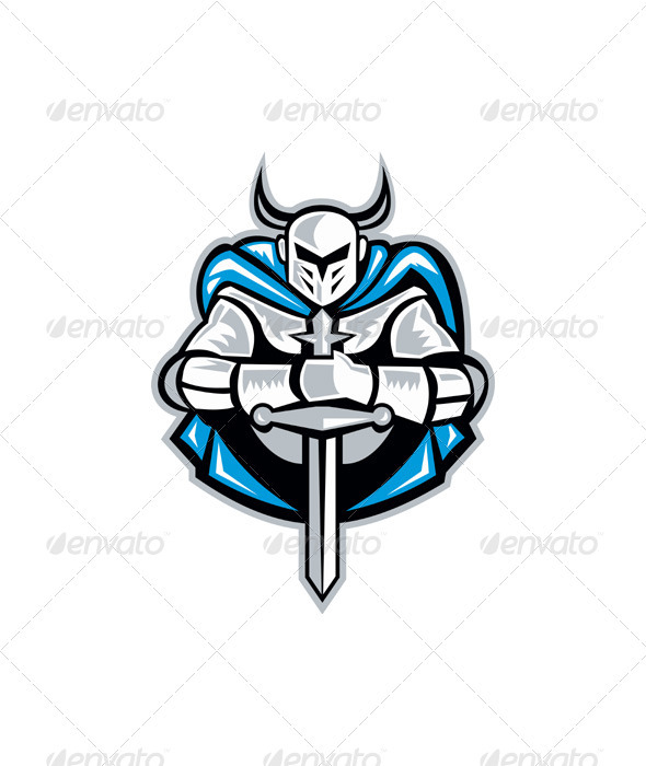 Knight With Sword And Cape Front Retro - People Characters