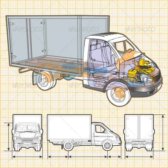 Cargo Truck Infographics Cutaway