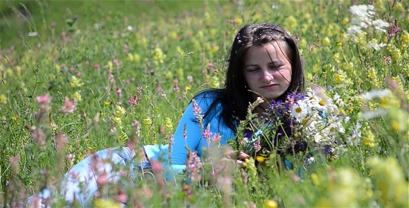 Girl Relaxing In A Flower Field 2 Girl Relaxing In A Flower Field 2