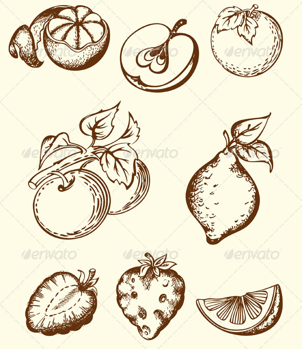 Vintage Fruit Icons Vintage Fruit Icons