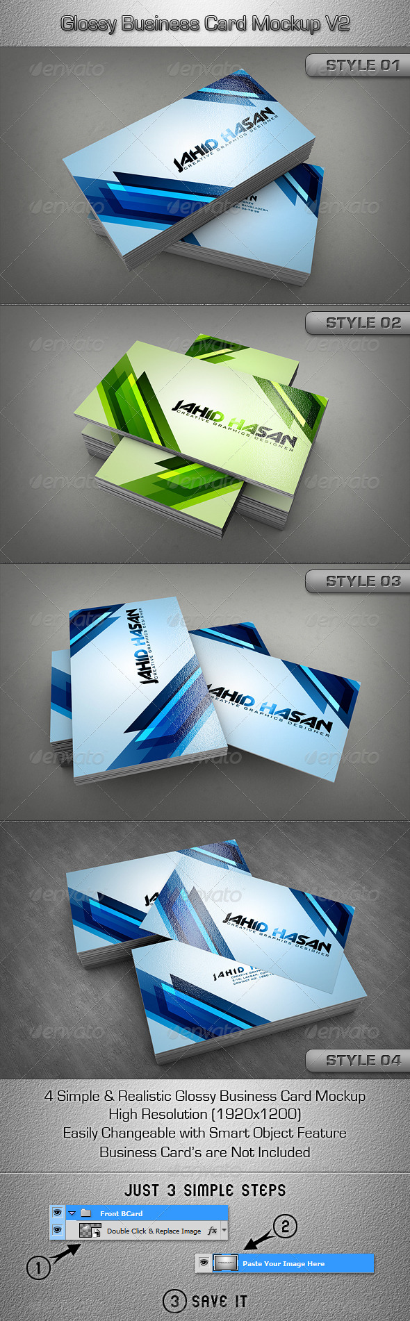Glossy Business Card MockUp V2 - Business Cards Print