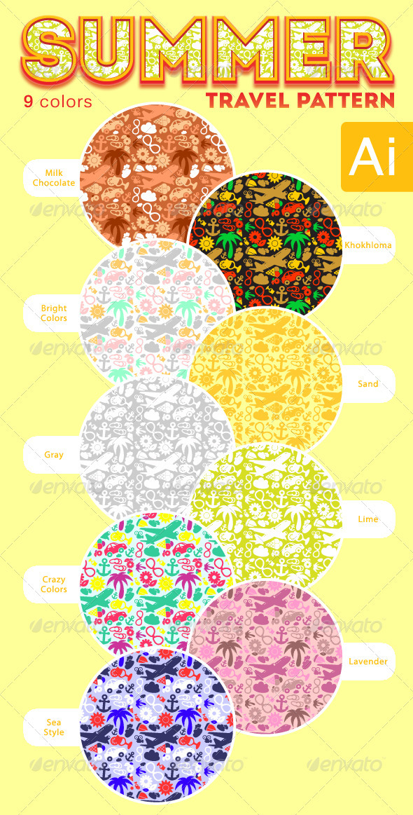 Summer Travel Pattern - Textures / Fills / Patterns Illustrator