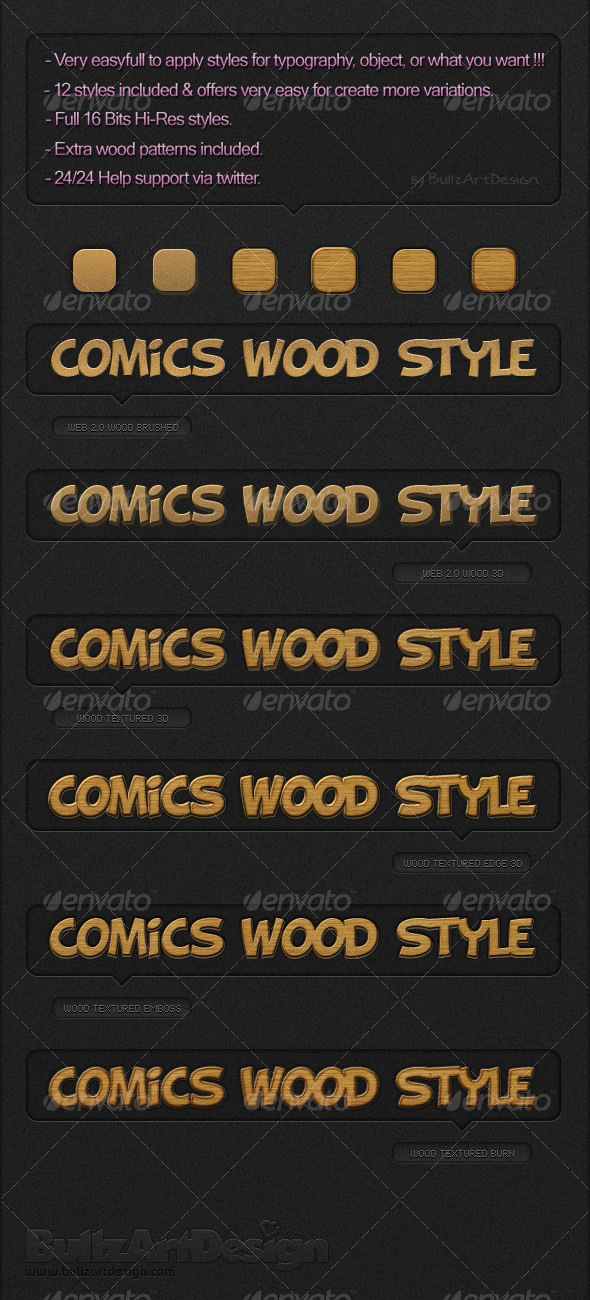 Comics Wood Styles - Text Effects Styles