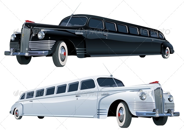 Vector Retro Limousine Set