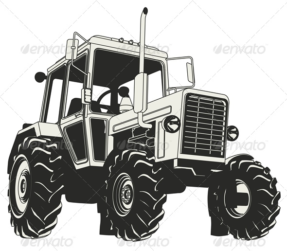 Vector Agricultural Tractor Silhouette