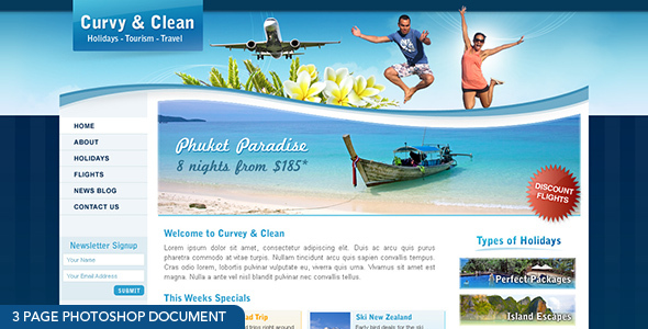 Curvy and Clean Travel - 3 page photoshop