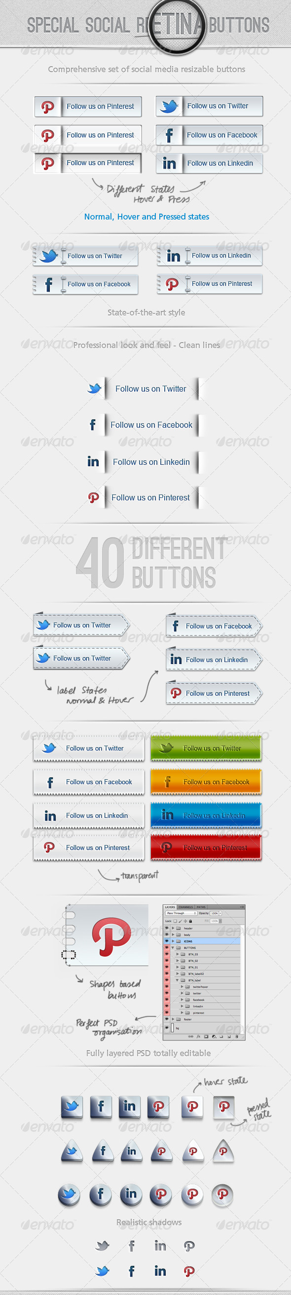 40 Special Social Retina Buttons 40 Special Social Retina Buttons