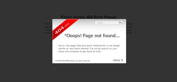 Fancy Jquery 404 Error Popup