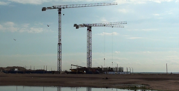 Construction Crane And Birds Construction Crane And Birds