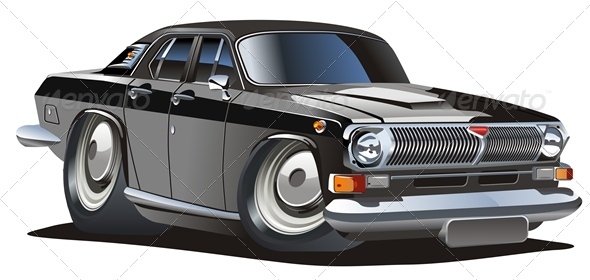 Vector Cartoon Retro Car