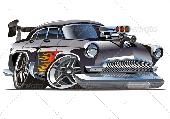 Vector Retro Cartoon Hotrod