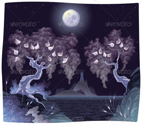 Romanitc landscape on the sea in the night. - Landscapes Nature