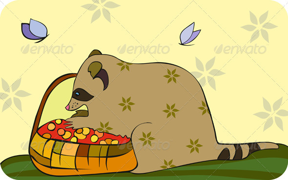 Racoon Basket Berries Racoon Basket Berries