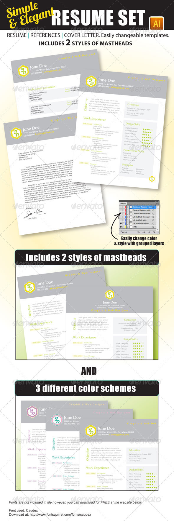 Simple & Elegant Resume Set Simple & Elegant Resume Set