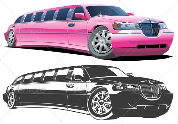 Vector Cartoon Limousines Set