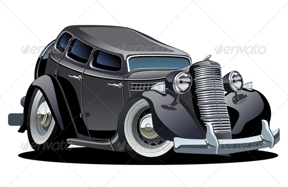 Vector Cartoon Retro Car