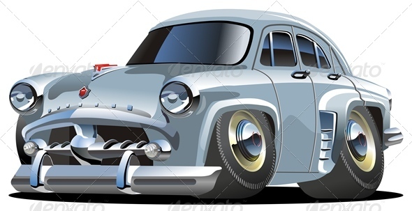 Vector Cartoon Retro Car