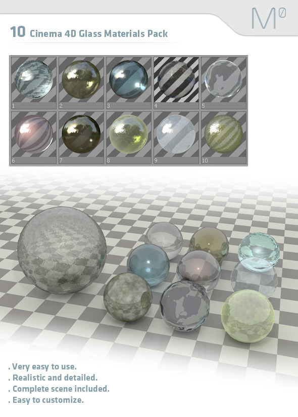 10 Cinema 4D Glass Pack - 3DOcean Item for Sale