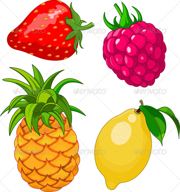 Cartoon fruit set