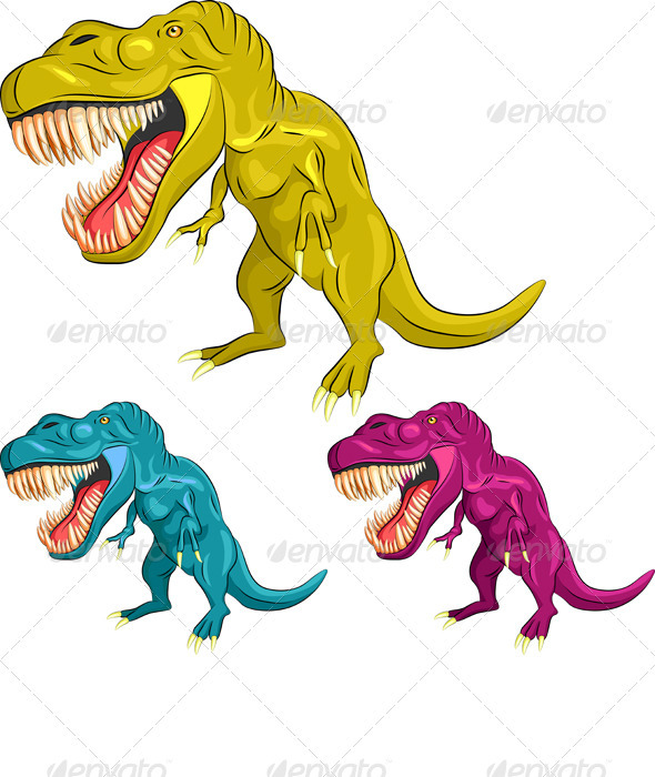 Vector Set of Colorful Dinosaur Tyrannosaurs Vector Set of Colorful Dinosaur Tyrannosaurs