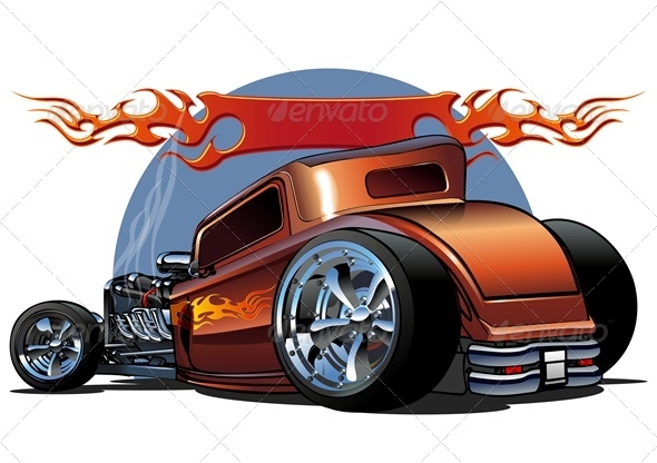 Vector Retro Cartoon Hotrod