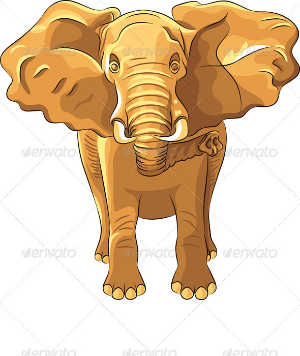 Vector red African elephant Vector red African elephant