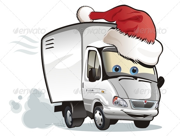 Vector Cartoon Christmas Truck