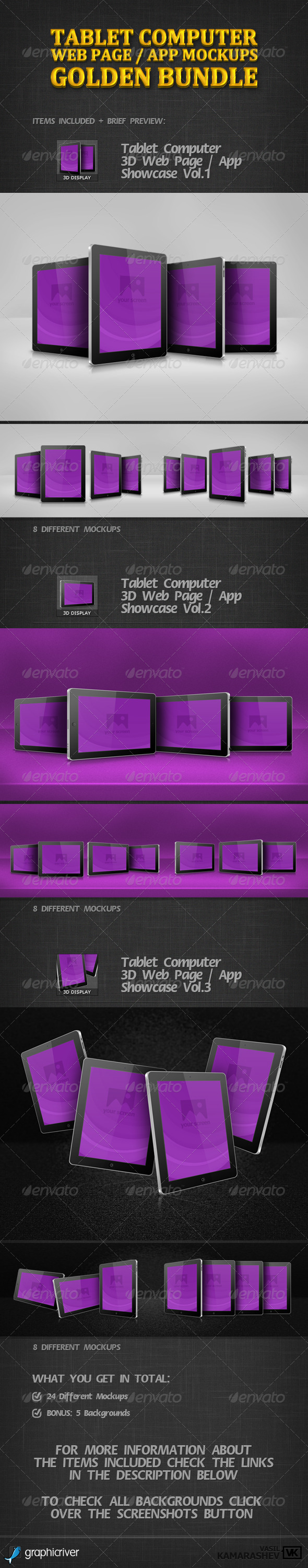 Tablet Computer Web Page App Mockups Golden Bundle Tablet Computer Web Page App Mockups Golden Bundle