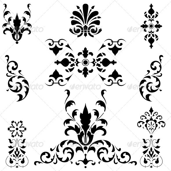 Medieval ornaments on white Medieval ornaments on white