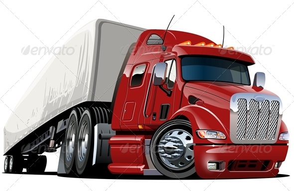 Cartoon Cargo Semi Truck