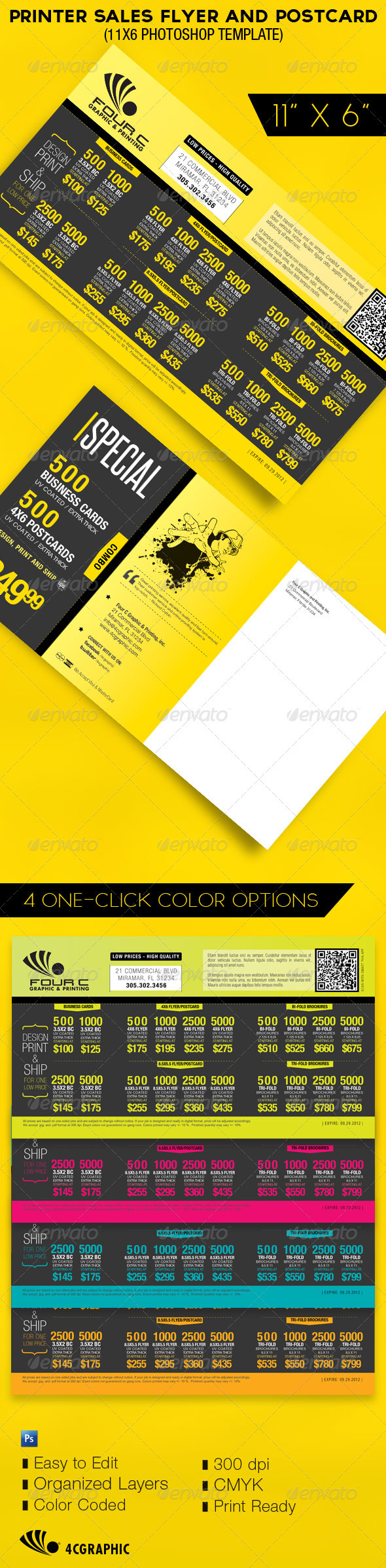 Printer Sales Flyer and Postcard Template - Commerce Flyers
