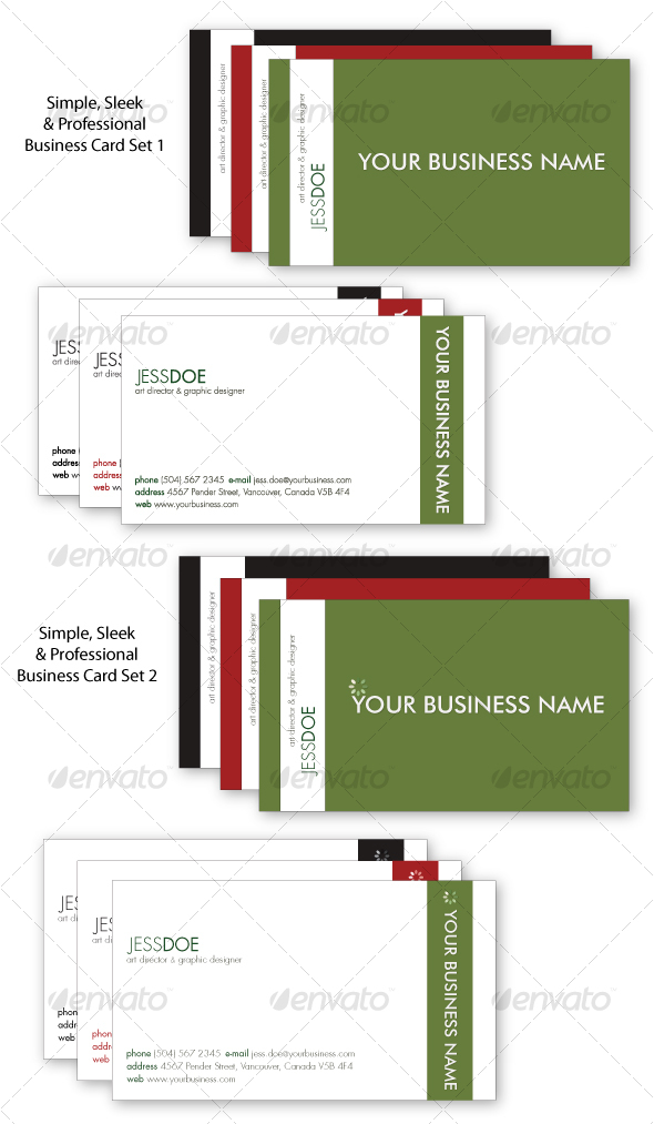 Simple Sleek & Professional Business Card Set Simple Sleek & Professional Business Card Set