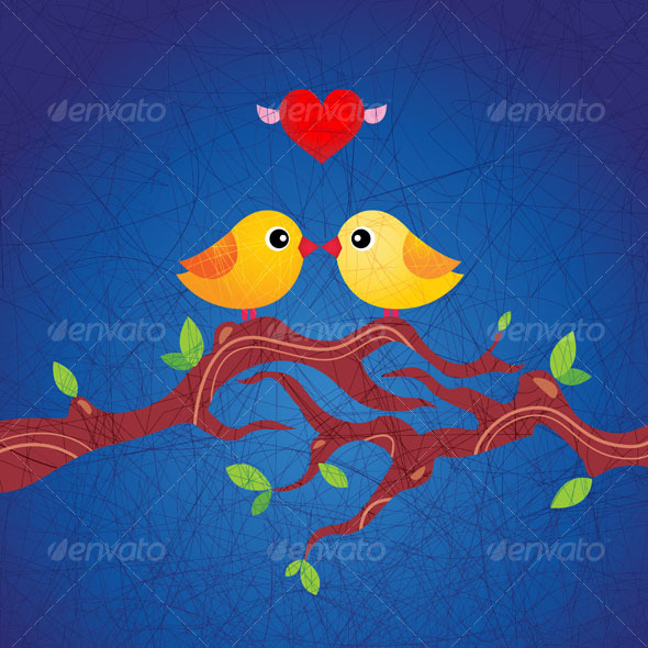 Cute birds in love - Animals Characters