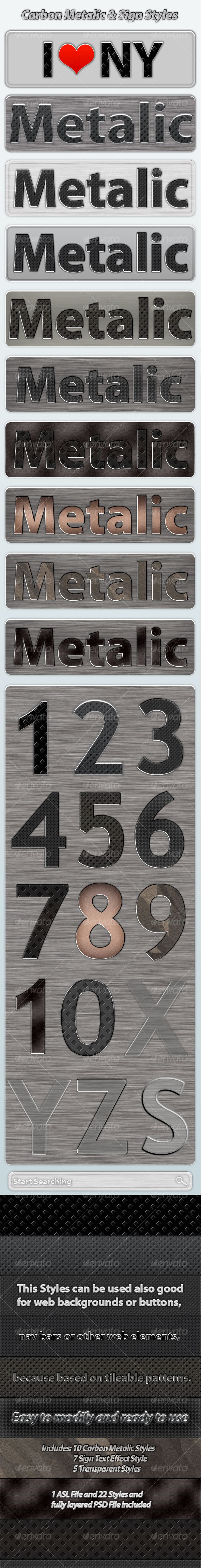 22 Carbon Metalic & Sign Photoshop Text Styles - Photoshop Add-ons