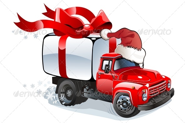 Cartoon Christmas Cargo Truck