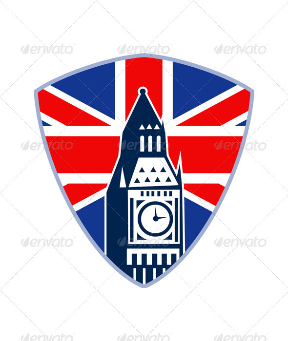 Big Ben British Flag Shield