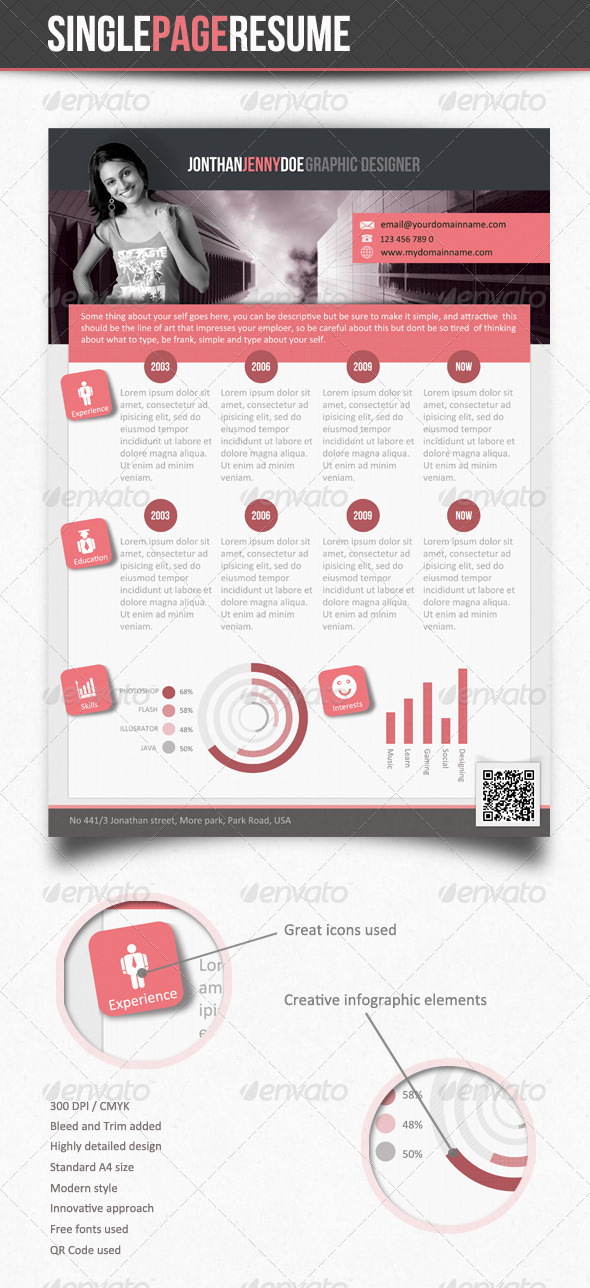 Smart Clean Single Page Resume - Resumes Stationery