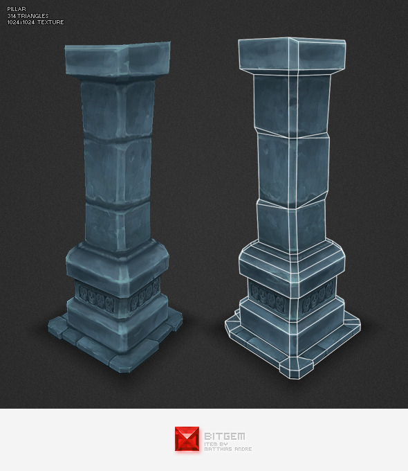 Low Poly Dungeon Pillar - 3DOcean Item for Sale