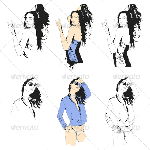 Beautiful Young Girl Vector Portrait Beautiful Young Girl Vector Portrait