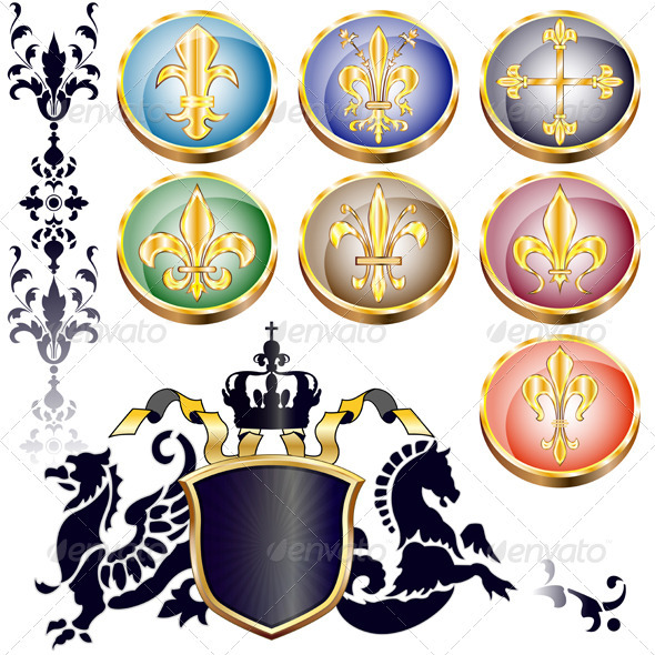 Fleur-de-lis and arms Fleur-de-lis and arms