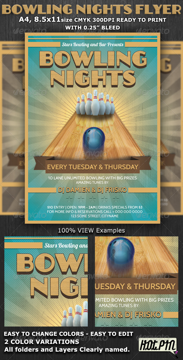 Bowling Nights Party Flyer Template