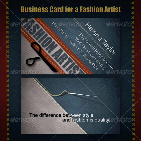 Business Card for Fashion Artists Business Card for Fashion Artists