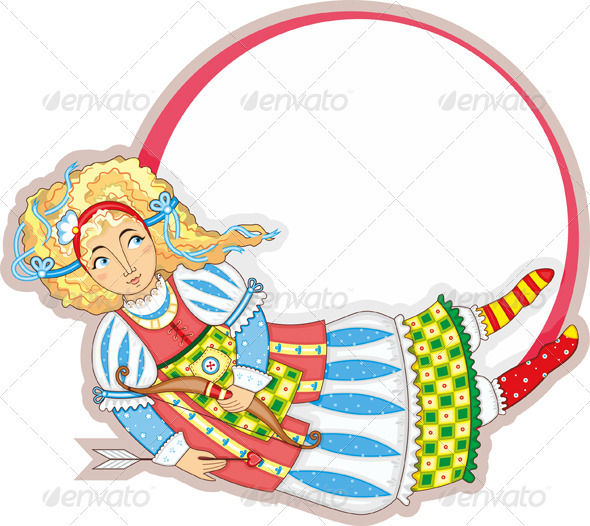 Girl Fly Cupid Isolated Girl Fly Cupid Isolated