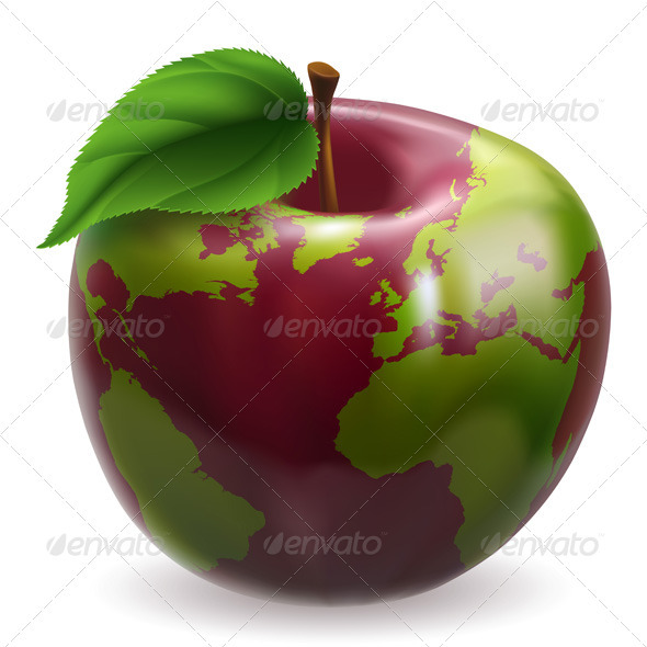 Globe Apple Concept Illustration Globe Apple Concept Illustration