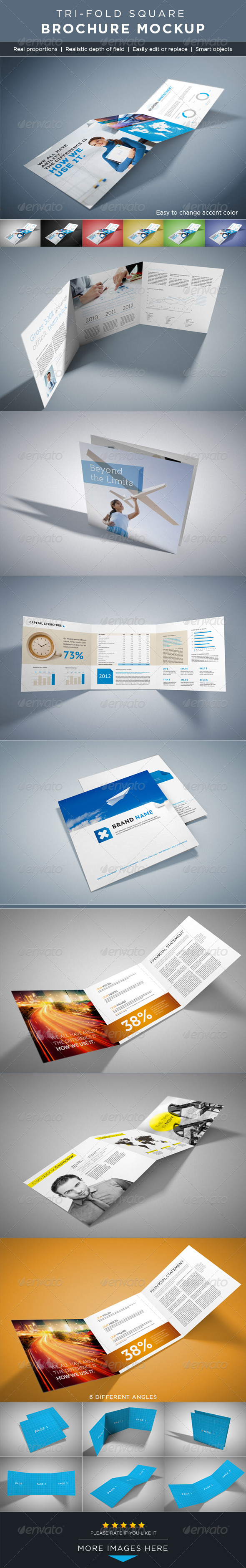 Square Tri-Fold Brochure Mock-ups Square Tri-Fold Brochure Mock-ups