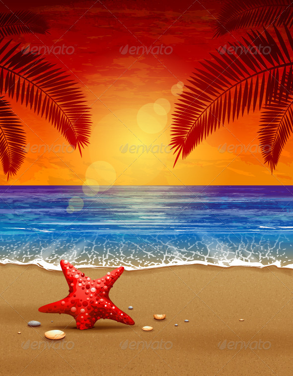 Sea sunset vector illustration Sea sunset vector illustration