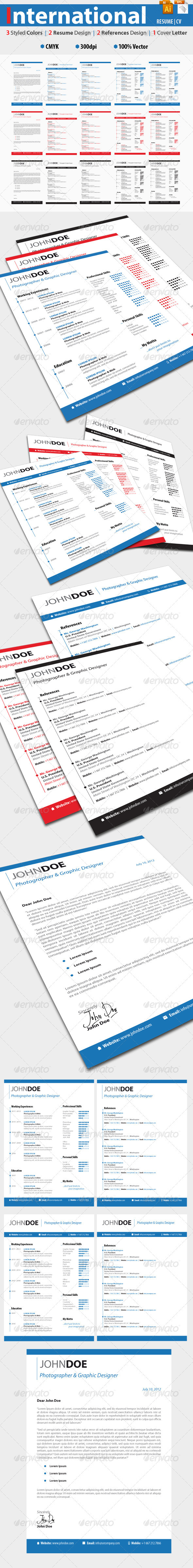 International Resume Set Template | 3 Styles - Resumes Stationery
