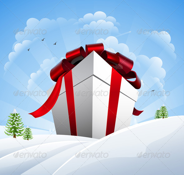 Huge Christmas Present in Snow Huge Christmas Present in Snow